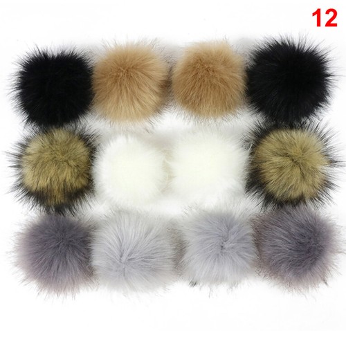 12pcs 8cm Fluffy Faux PomPom DIY Car Handbag Keychain Key Ring Ball Pendant k!