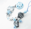 Schnullerkette mit Namen+Greifling SET♥ JUNGE ♥ FUCHS Babygeschenk blau grau