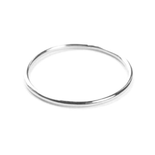 1mm Solid 9ct White Gold Ring Slim Round Wedding Band or Skinny Stacking