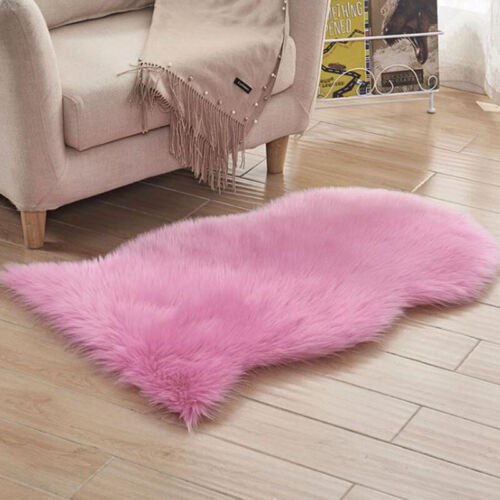 Fluffy Faux Fur Rug Floor Carpet Bedroom Living Room Circle Irregular Small Mat. 