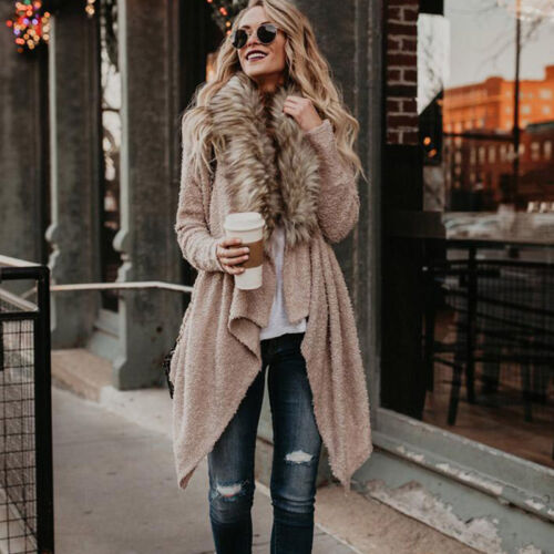 Women Ladies Knitted Cardigan Sweater Open Front Long Sleeve Jumper Coat Tops