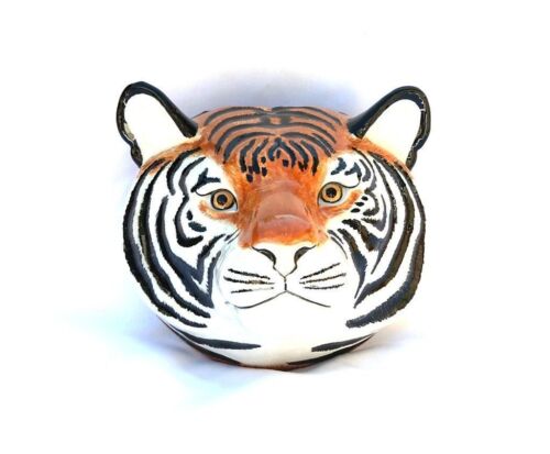 Tiger Wall Pot Vase Holder Quail Pottery Present Big Cat Animal Gift