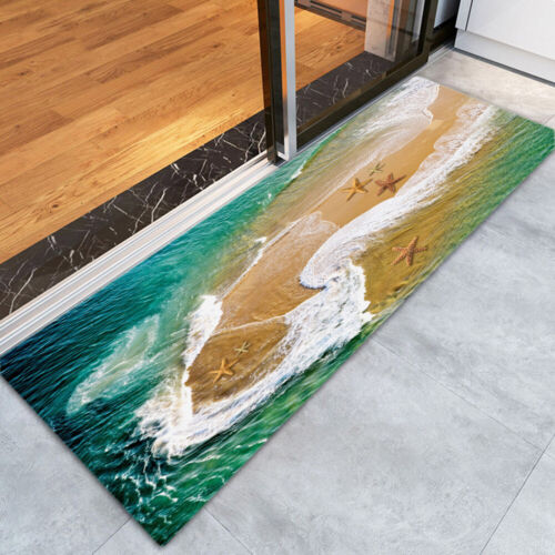 3D Beach Carpet Non-slip Area Rug Living Room Bedroom FloorMat Bathroom DoorMat 