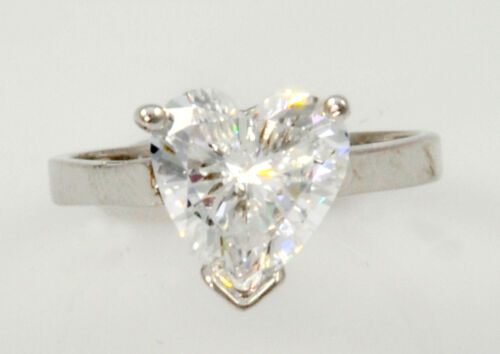 2 ct Heart Ring Vintage Top Russian CZ Moissanite Simulant SS Size 9 