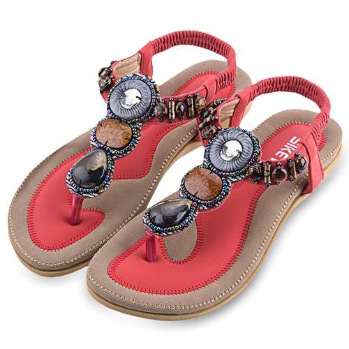 Summer Women Bohemia Clip Toe Flip Flop Sandals Beach Flats Thong Slippers Shoes