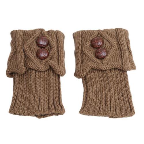 Details about   Women Crochet Knit Socks Cuffs Toppers Short Ankle Leg Warmers With Button MP 