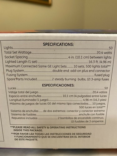 GE Globe Style Xmas Lights 50 Bulbs Multi Color Holiday Classics