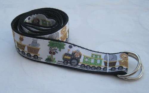 Jungle Childrens belt handmade adjustable kids d ring lion elephant zebra