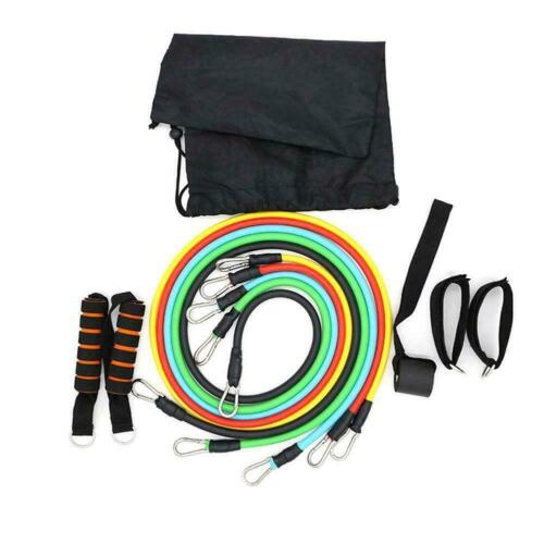 New Resistance Bands Workout Exercise Yoga 11 Piece Tubes Crossfit Set Fitn I5P2