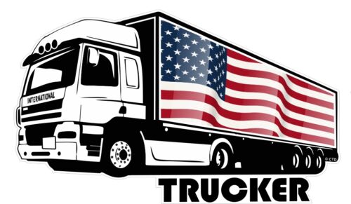 International Trucker Lorry Driver /& American USA Flag car truck sticker Decal