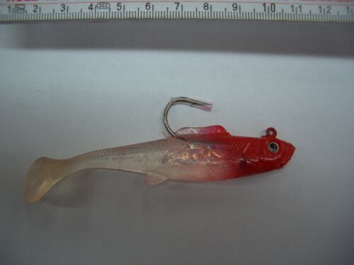 1 Paddle Shad Red Head Gummifisch mit Bleikopf vorgebleit 11 cm 15 Gramm