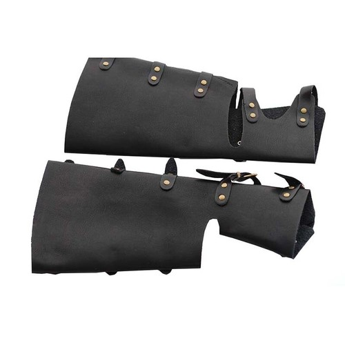 Mens Medieval PU Leather Bracers Cosplay Punk Arm Armor Cuff Wristband Costume