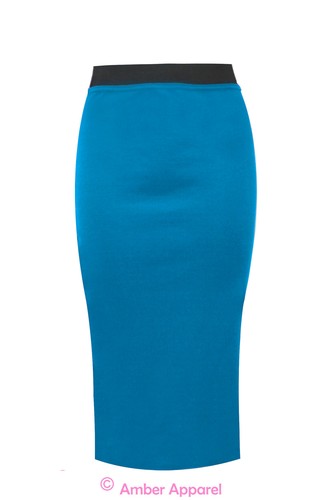 Damen Einfarbig Office Damen Stretch Bodycon Midi Bleistiftrock Übergröße 8-22
