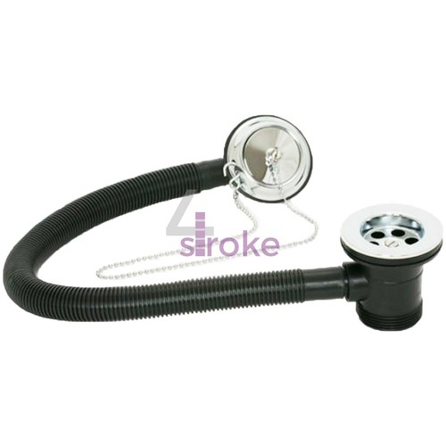 Chrome Retainer Bath Tub Waste Drain with Brass Plug /& Overflow and Ball Chain