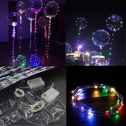 LED Light Bobo Balloon Transparent Wedding Birthday helium Party Decor Lamp £ UK