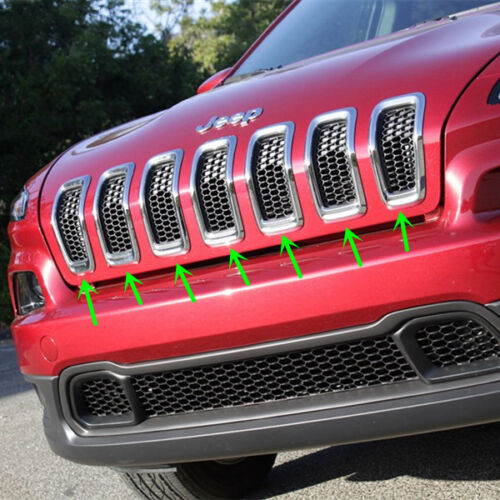 New ABS Chrome Trim Front Grille Grill Cover For Jeep Cherokee 2014 2015 16 2017 
