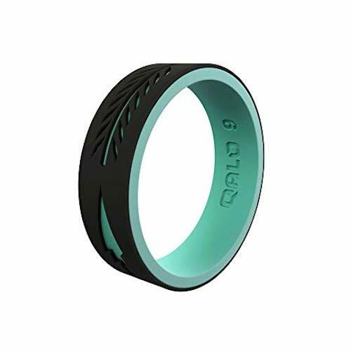 NEW Qalo Women/'s Strata Black and Aqua Arrow Silicone Ring 6 7 8