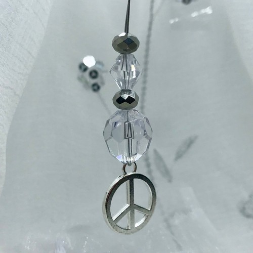 New Hanging Car Charm ~ Sun Catcher Peace Symbol Mobile Hippie Chic ~ Gift Idea
