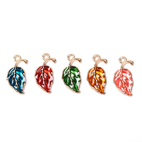 10Pcs Enamel Alloy Leaf Leaves Charms Metal Pendants DIY Craft Jewelry Fiha