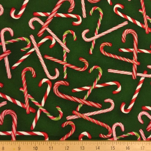 BTY Christmas Candy Canes Cotton Fabric By The Yard from Robert Kaufman