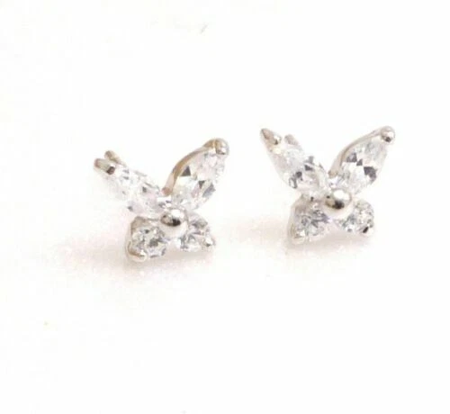 Pendientes de Moda Oro Blanco Butterfly Stud