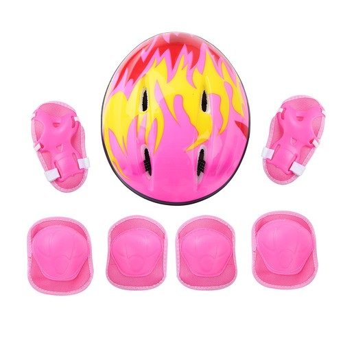 7 Set Adjustable Safety Kids Helmet w//Knee Elbow Wrist Pad Scooter Skateboard
