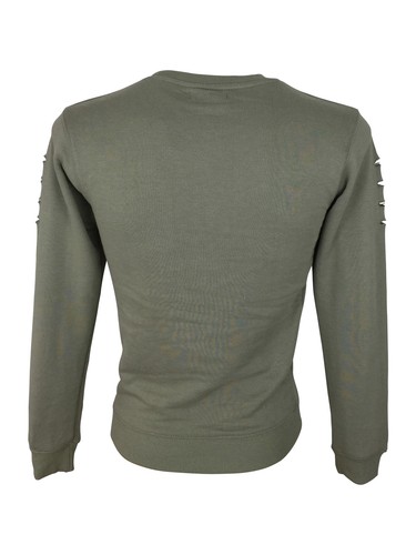 La VENDITA £ 28.50 //// da uomo distrutto King Kouture Slim Girocollo Tuta Da Ginnastica in Verde Oliva L
