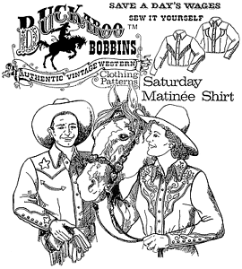 Buckaroo Bobbins Saturday Matinee Cowboy Western Shirt Men Women Sewing Pattern