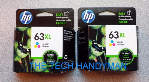 RETAIL BOX for OFFICEJET 3830 3831 3833 2-PACK HP GENUINE 63XL Tri-Color Ink