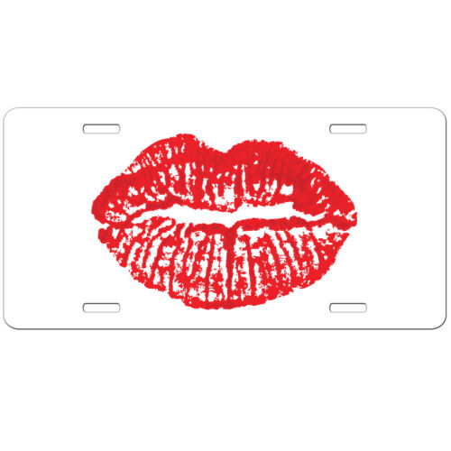 Red Lips Lipstick Kiss Mark Print Car Tag License Plate Vanity Tag 9517