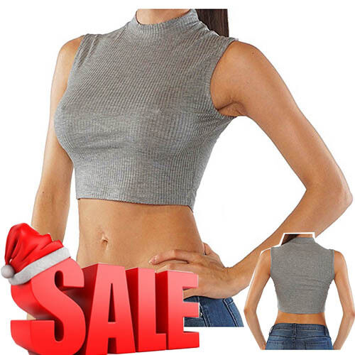 Aura Womens Sleeveless Casual Tank Top Fashion Shirt Crop Top Belly Shirt