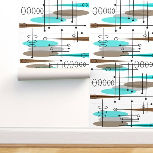 Removable Water-Activated Wallpaper Mid Century Modern Midcentury Atomic Era 