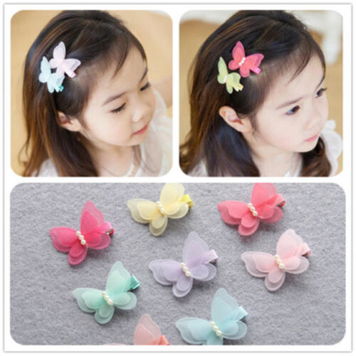 1 pair Kids Baby Chiffon Butterfly Girls Princess Hair Pin Headwear Hair Clips