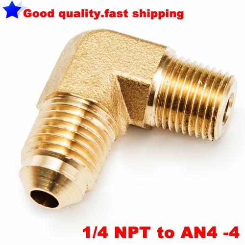 90 Degree Brass 1//4 NPT to AN4-4 Forged Fits Turbo Oil Drains//Feeds Manifold