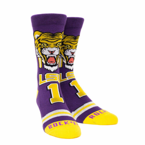 Rock Em Elite LSU Tigers Mascot Knitted NCAA Licensed Crew Socks