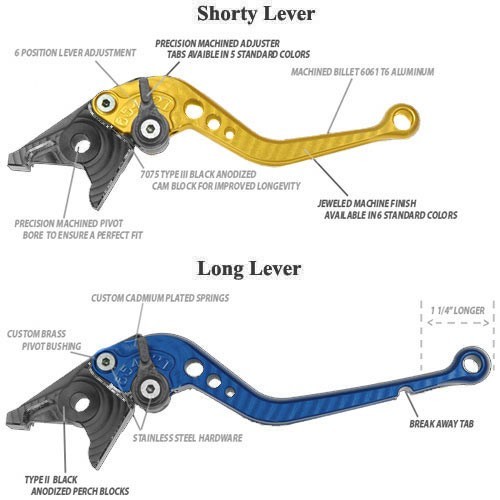 MV Agusta Brutale Dragster 14-16 PAZZO RACING Lever Set ANY Color /& Length