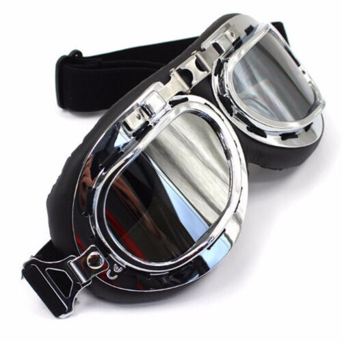 Silver Anti-UV Safety Motorcycle Scooter Pilot Goggles Helmet Glasses Motocross 