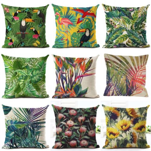 Exotic Tropical Plant Leave Flowers Pillow Case Cushion Cover Sofa Home Decor