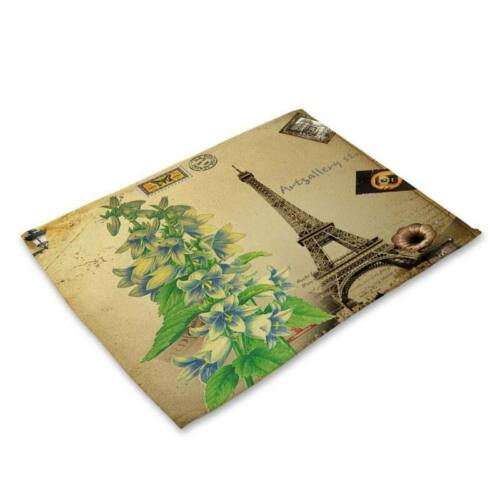 Vintage Eiffel Tower Insulation Bowl Placemats Coasters Western Table Mats 