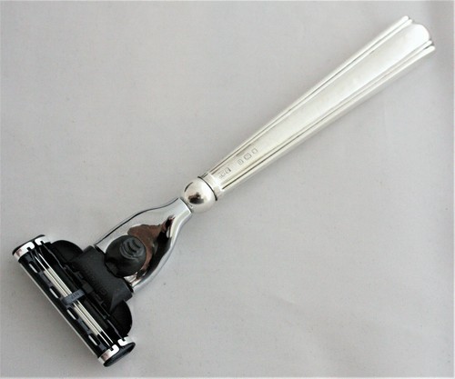 Plata esterlina Estriado Gillette mach 3 Maquinilla de afeitar Londres 1940