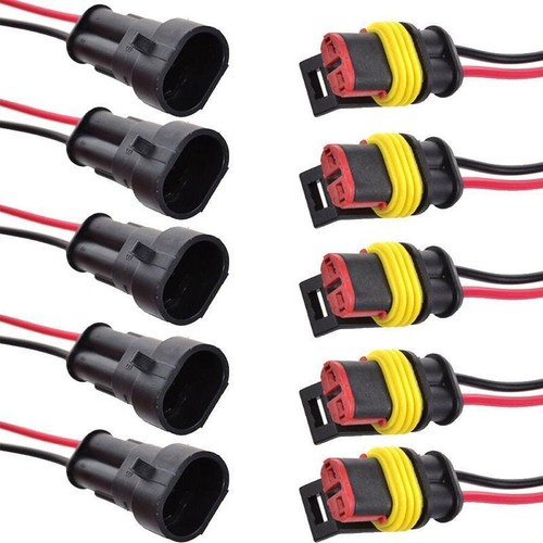 5 Sets 2 Pin Way Waterproof Sealed Electrical Wire Auto Connector Plug Car Kit