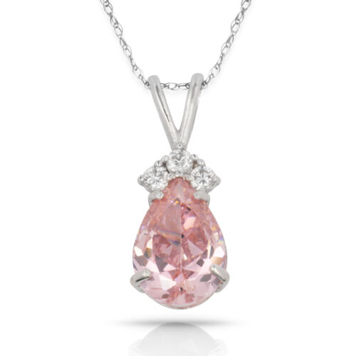 3.70 CT Pink Tourmaline Pear Shape 4 Stone Gemstone Pendant /& Necklace14K W Gold
