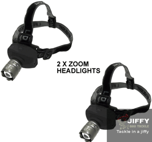 2 X Super Bright 1W LED Zoom Function cree Headlight Camping Night Fishing Hikin