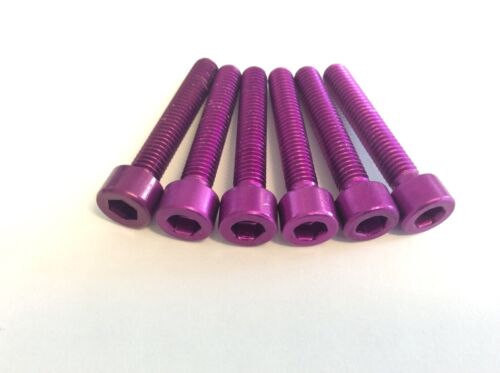 Pack of 3 Purple Anodised Aluminium Bolts M6 x 50mm Alloy Screw Bolt 