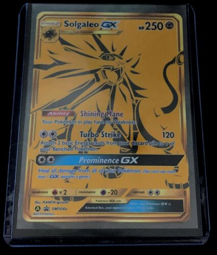 Gold Solgaleo GX SM104a Pokemon Hidden Fates Premium Power Promo Card Mint//NM