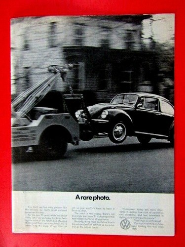 1971 Volkswagen Bug A Rare Photo Tow Truck-Original Print Ad 8.5 x 11/"