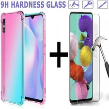 Für Xiaomi Redmi 9AT Hülle, schmale klare Silikon Gel Handyhülle + gehärtetes Glas