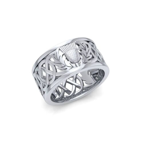 Scottish Thistle Band Sterling Silver Ring by Peter Stone unique free shipping