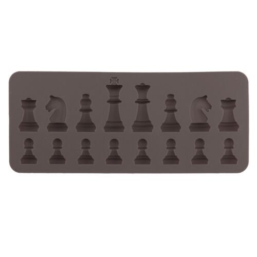 USA_International Chess Shape Fondant Cake Mold Chocolate Ice Baking Tools Brown 