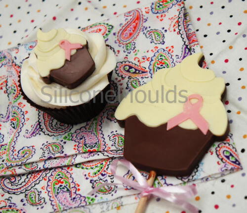 4+1 Charity Cupcake *PINK* Chocolate Silicone Bakeware Cake Lolly Mould Candy